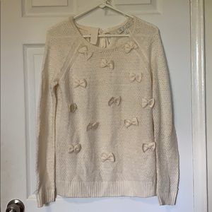LC Lauren Conrad Runway Cream Bow Sweater Size S